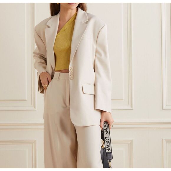 BY MALENE BIRGER Biena Woven Blazer Beige Small - Picture 1 of 6